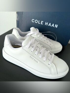 NEW COLE HAAN GC DAILY Lace Up White Leather Sneakers